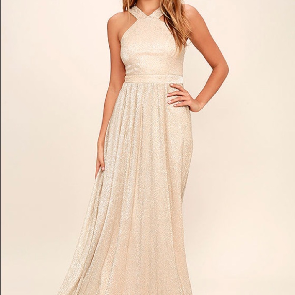 Gold shimmer floor length dress